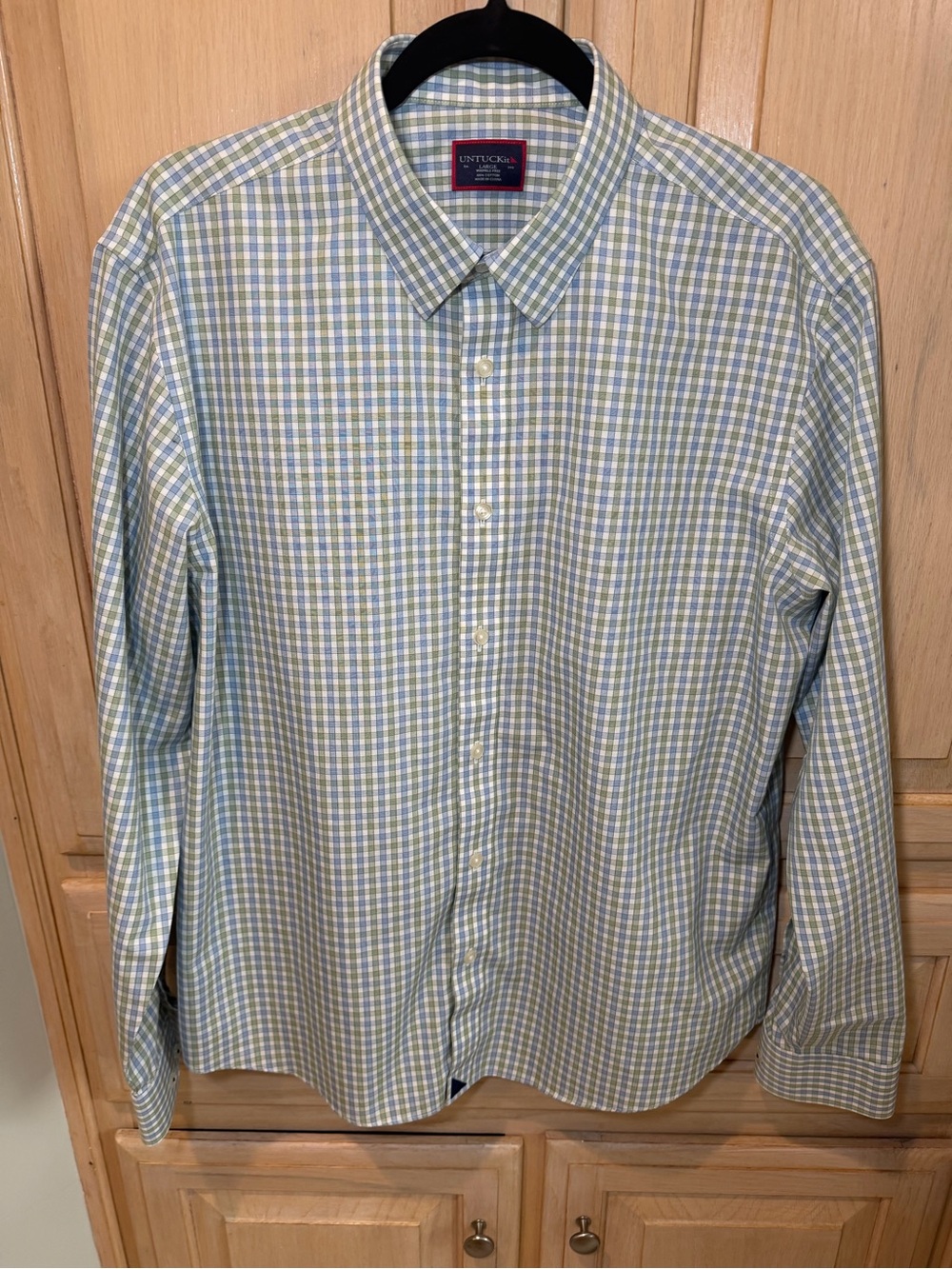 UNTUCKit Men's Long-Sleeve Check Shirt in Light Blue & Green